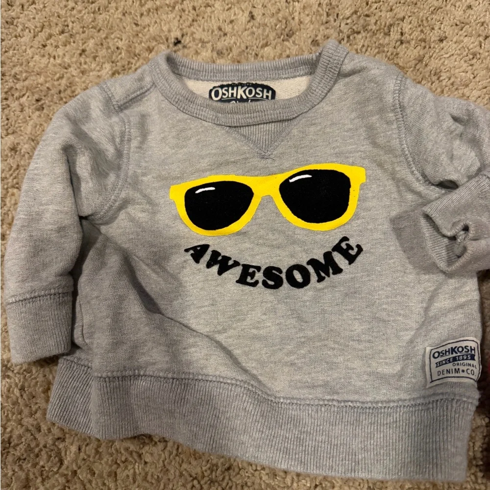 OshKosh B'gosh Gray Sweatshirt and Plaid Button Down Set